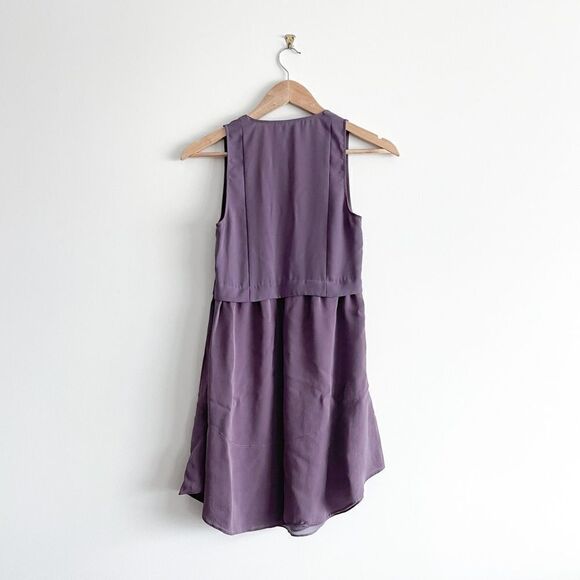 Wilfred Silk Vignette Dress Lilac Purple Sleeveless Women's 00 Mini V-Neck - Picture 4 of 10